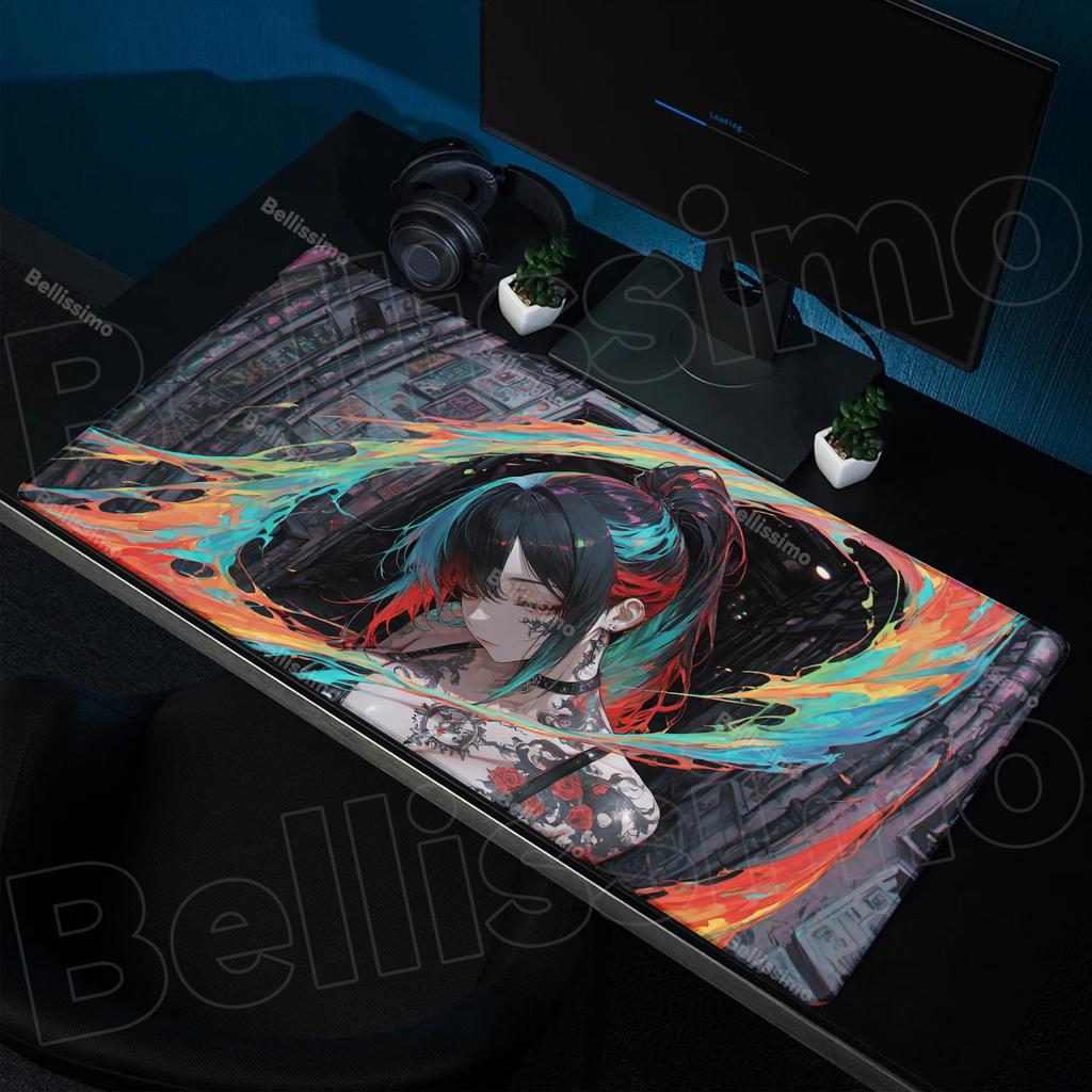 Mouse pad Anime punk Girl Computer Laptop Anime Keyboard Mouse Mat Large Mousepad Keyboards Gamers Decoracion Desk Mouse Pads