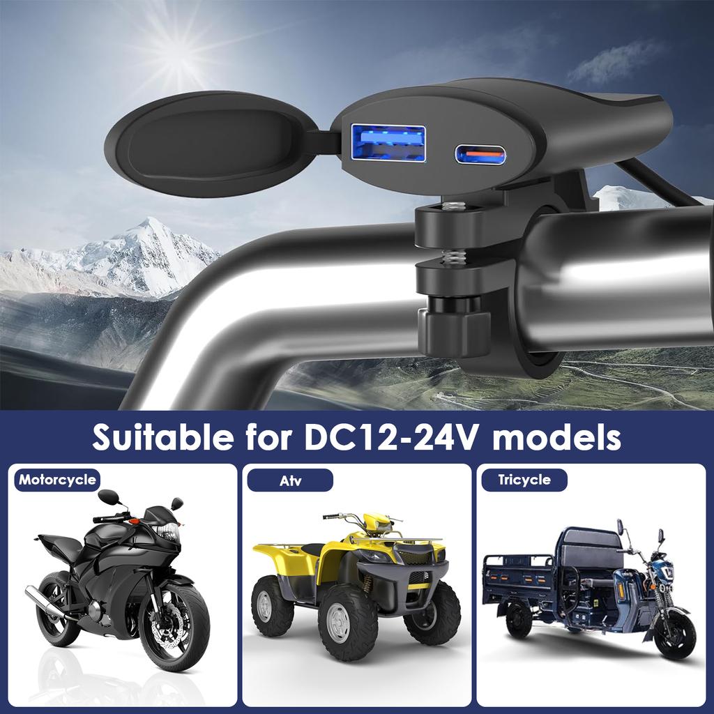 DC12V-24V зарядное устройство для мобильного телефона с двумя портами USB зарядное устройство для мотоцикла водонепроницаемый USB-адаптер для мотоцикла с функцией интеллектуального отключения питания