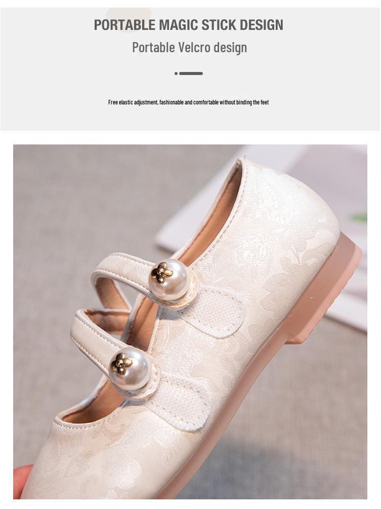 Женские кожаные мокасины в китайском стиле с мягкой подошвой - Весна 2026 года Туфли-балетки 'Принцесса' для детей среднего и старшего возраста.