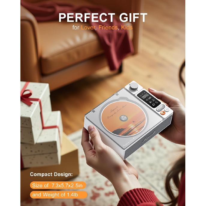 CD-плеер портативный Bluetooth настольный CD-плеер для дома с динамиками перезаряжаемый небольшой ретро CD-плеер с ЖК-экраном оптический USB
