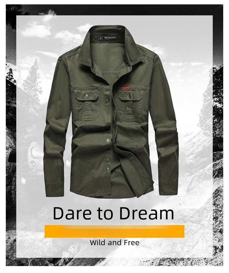 Новая хлопковая рубашка с длинным рукавом для мужчин среднего возраста и молодых мужчин - Отдых на природе