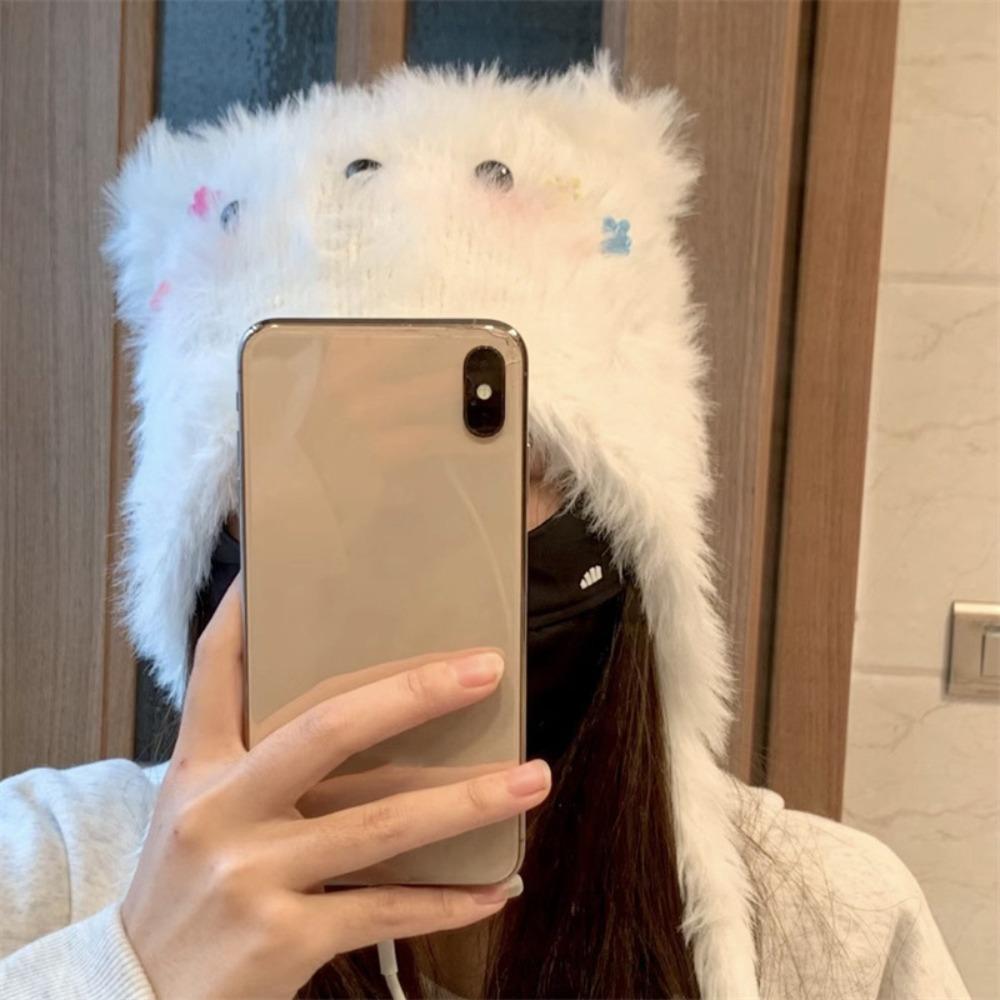 Warm Plush Puppy Hat Soft Ear Protection Hat Sweet Cartoon Fleece Hat  Woman