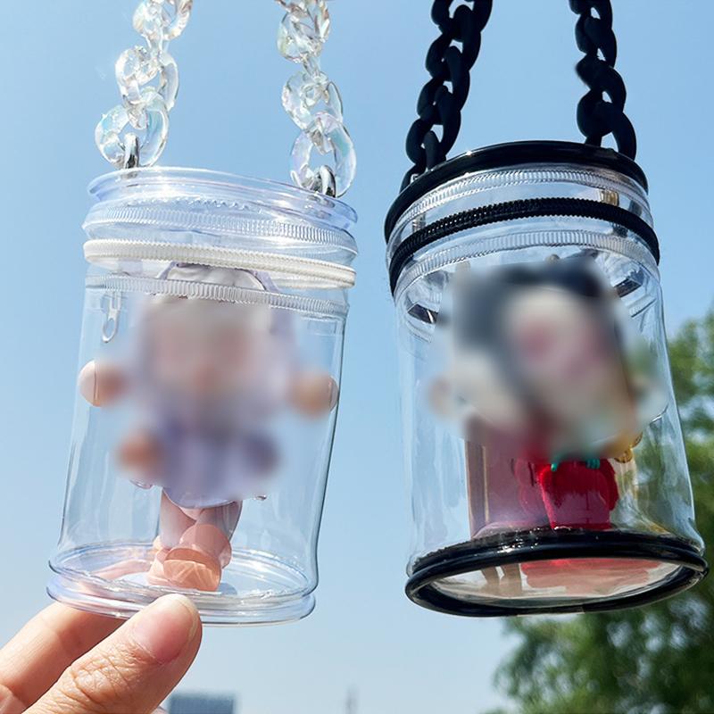 Ручная сумка для куклы, мини-сумка для хранения, брелок для куклы, сумка для хранения, прозрачная сумка-цилиндр из ПВХ