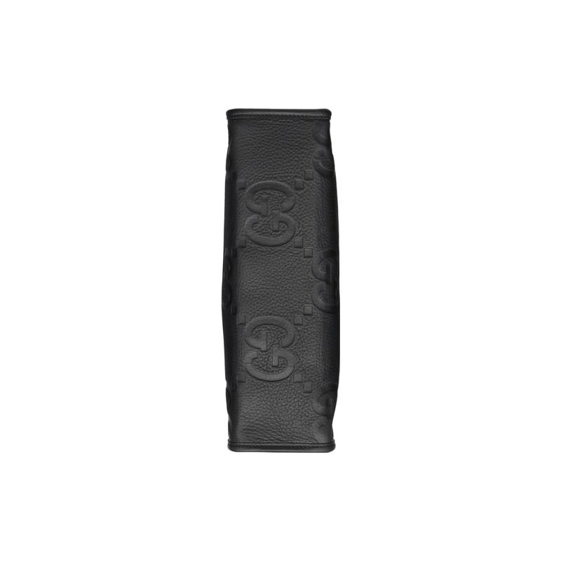 Gucci Jumbo GG Double G logo zipper closure leather clutch large size men's black