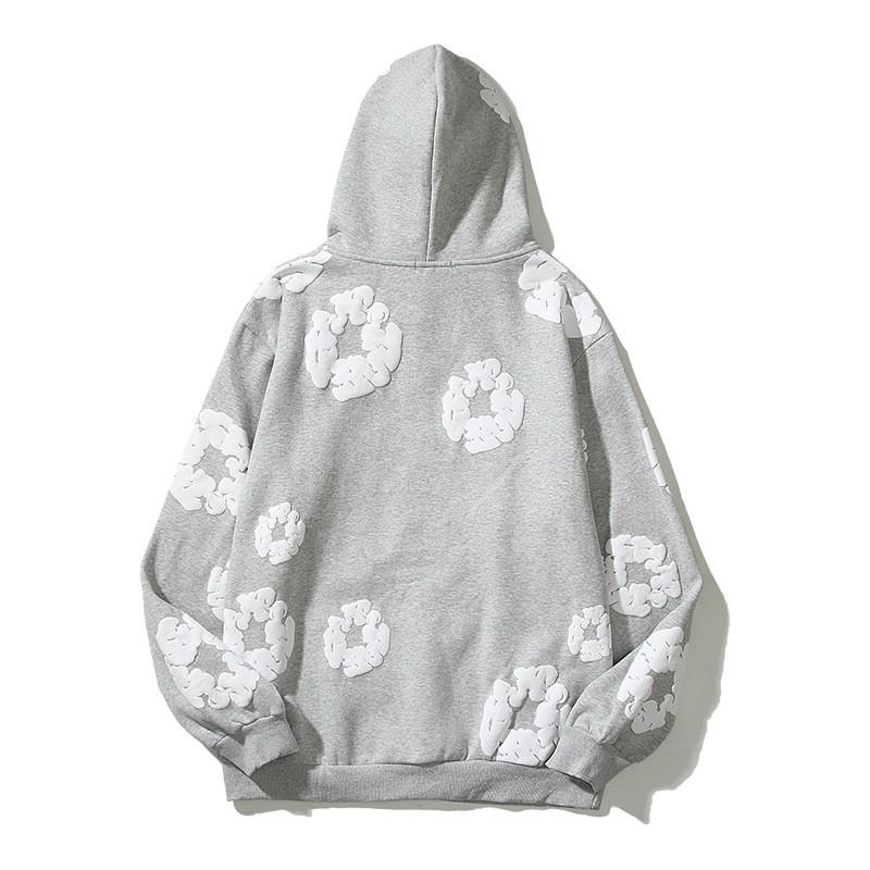 Unisex Oversized Hooded Sweatshirt With Foamed Cotton Print Embroidered Letters Winter Casual Streetwear