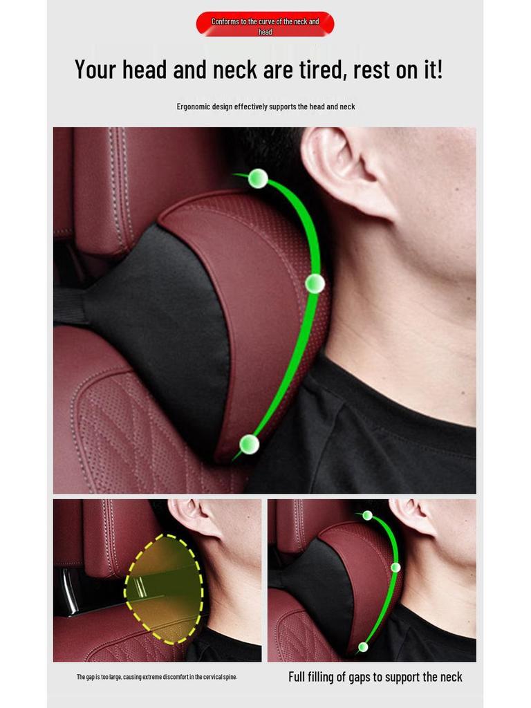 Натуральная кожаная подставка под голову и поясницу для Mercedes A, C, E, S-Class, GLA, GLC, GLE - Ультрамягкий комфорт для шеи.