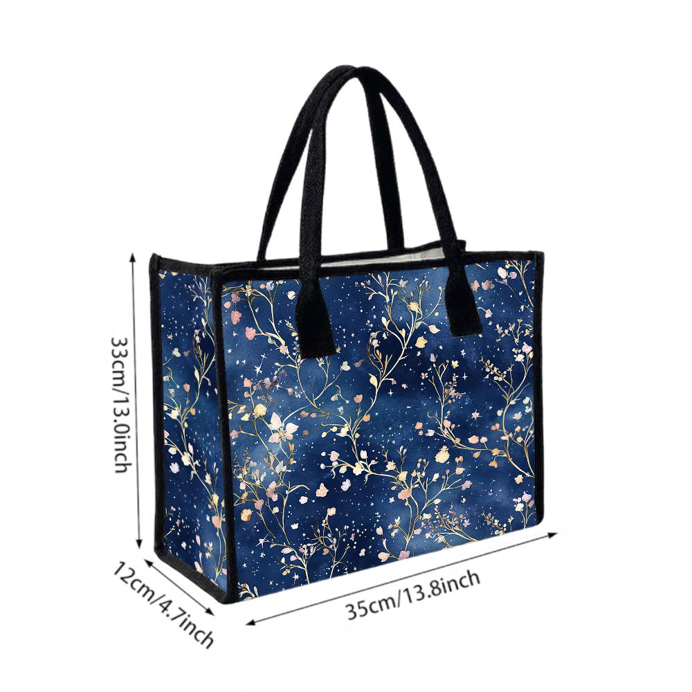 Elegant Floral Print Large Tote Bag for Women Daily Casual Travel Shopping Handbag