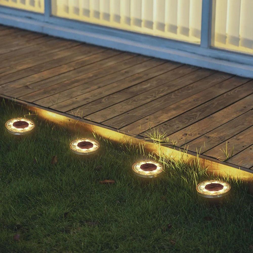 2Pcs Solar Power Solar Buried Lights Super Bright Path Deck Lights Street Lights Lawn Lamp  Garden