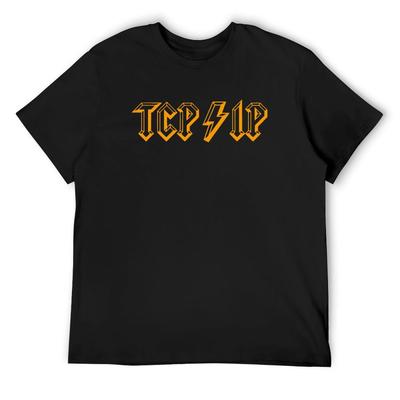 Tcpip In Rock N Roll Style Computer Geeks Networking Tshirt Anime Clothes Funny Tshirts Unisexs Workout Shirts
