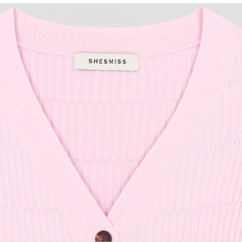 [shs Miss] Текстурированный V-образный вырез на пуговицах Sskpoo11070 Lp