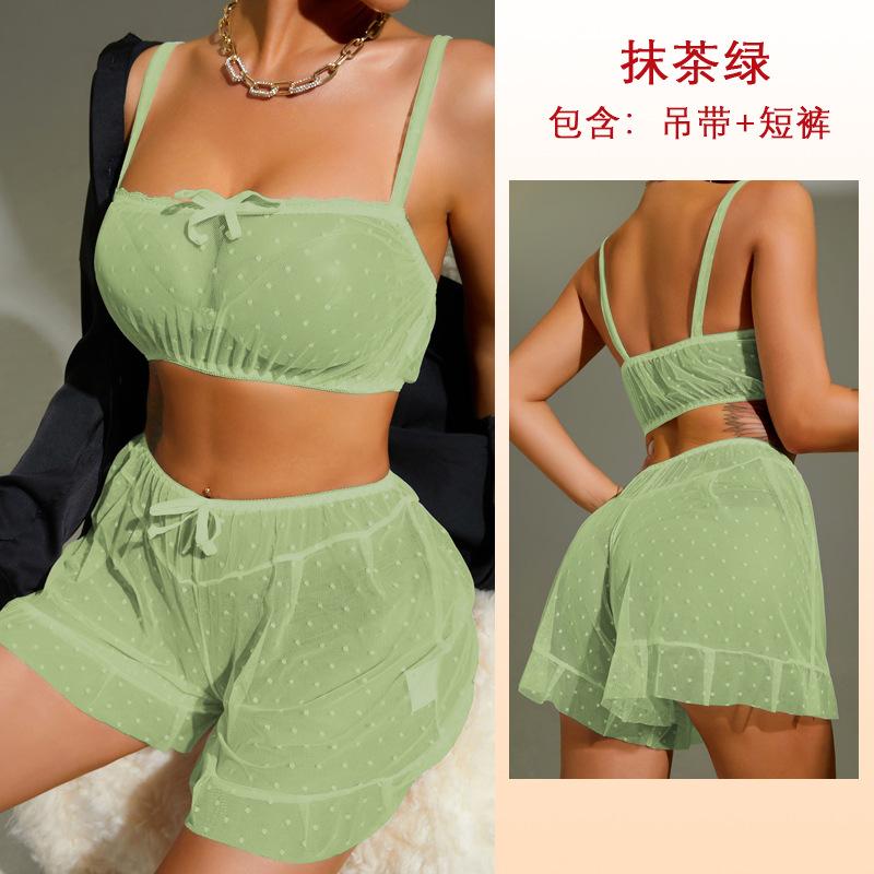 Горошек перспективная сетка сексуальные шорты на подтяжках комплект милая разноцветная пижама