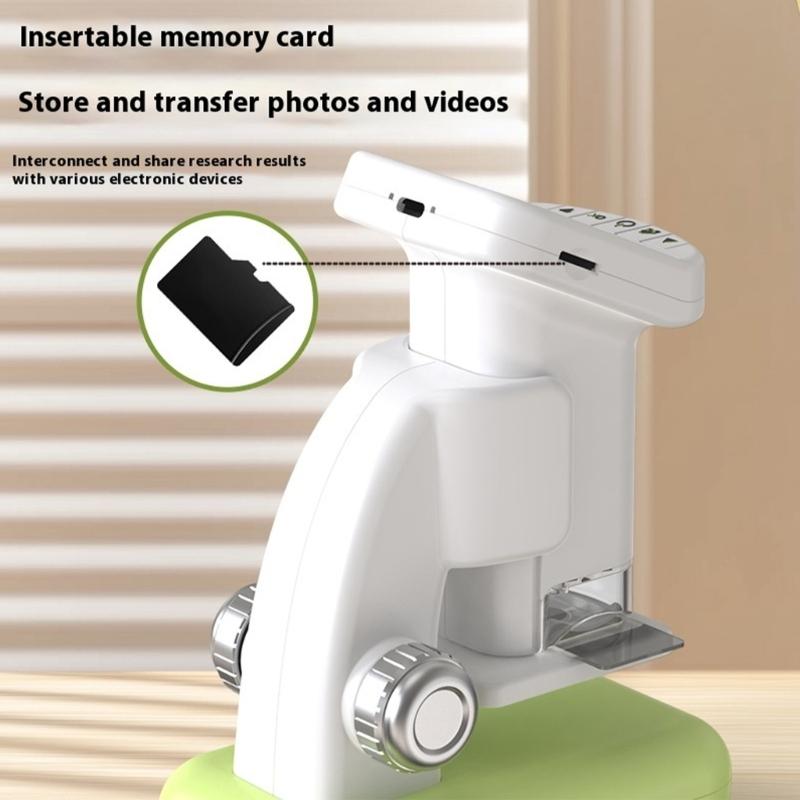 Kids Adjustable Stand Digital Microscope With LCD Screen Built In Light Source Memory Card Slot For Outdoor Indoor Use
