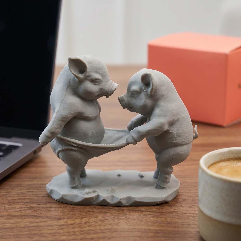 Animal Crafts Cartoon Pig Figurine Creative Animal Pig Model 3D Printed Pig Toy Home Decoration