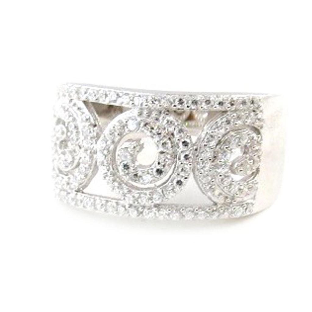 Серебряное кольцо "Богиня" белое серебро (родий) - 11 мм