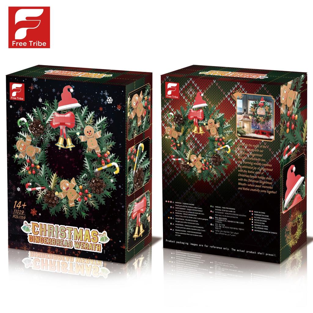 Non-Toxic 1159Pcs Christmas Gingerbread Man Garland Building Blocks Bell Candy Cane Pine Cone Garland Model Bricks Holiday Deco Kids Toys