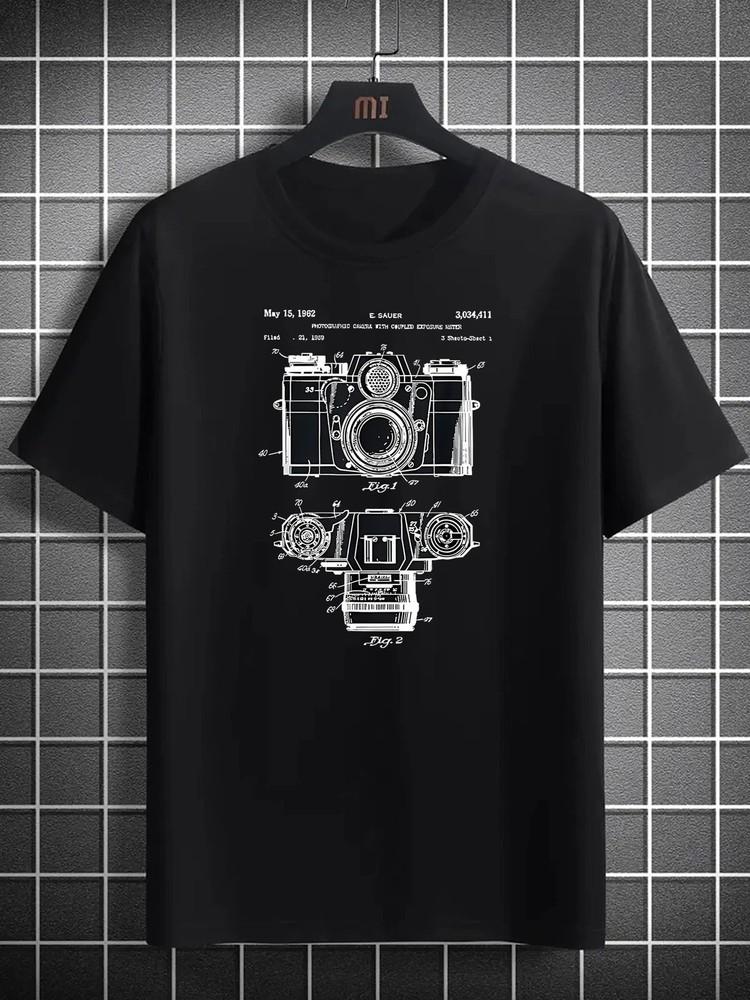 Vintage Camera Blueprint Graphic TShirt Photographer Retro Film Tee Size S3XL
