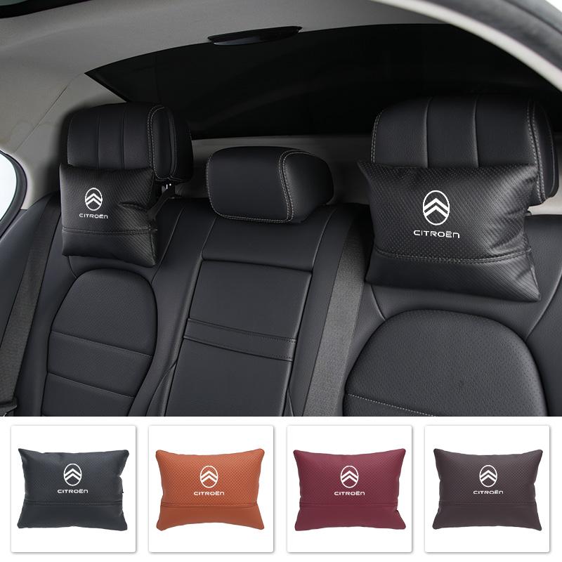 Car Seat Hanging Headrest Leather Neck Pillow Head Protector Accessories For Citroen C4 C3 C5 C1 C2 C-Elysee Berlingo Picasso
