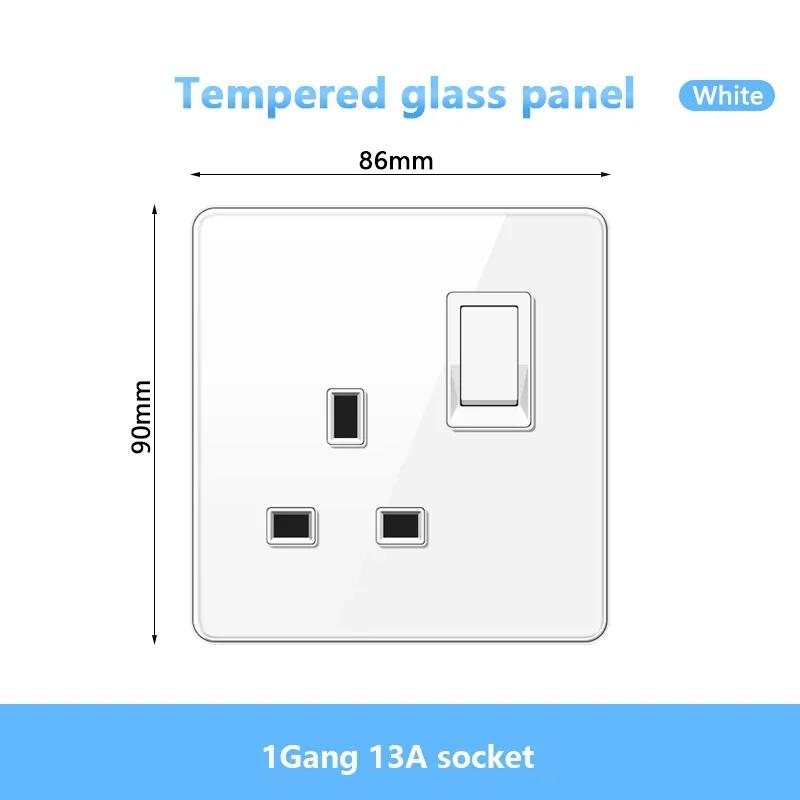 Стандарт Великобритании настенный светодиодный выключатель 2-позиционный розетка питания, 18 Вт быстрая зарядка универсальная двойная 3-контактная вилка USB Type-C стеклянная розетка