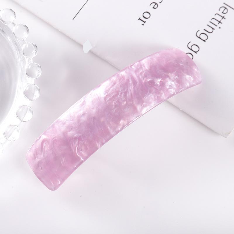 Korean Trendy Acetate Plaid Hair Clip - Colorful Curved Design for Bangs
