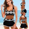 Womens Vintage Pattern Print Set Swimsuit Swimwear Bathing Suit Beachwear Two Pieces Bikini Plus Size