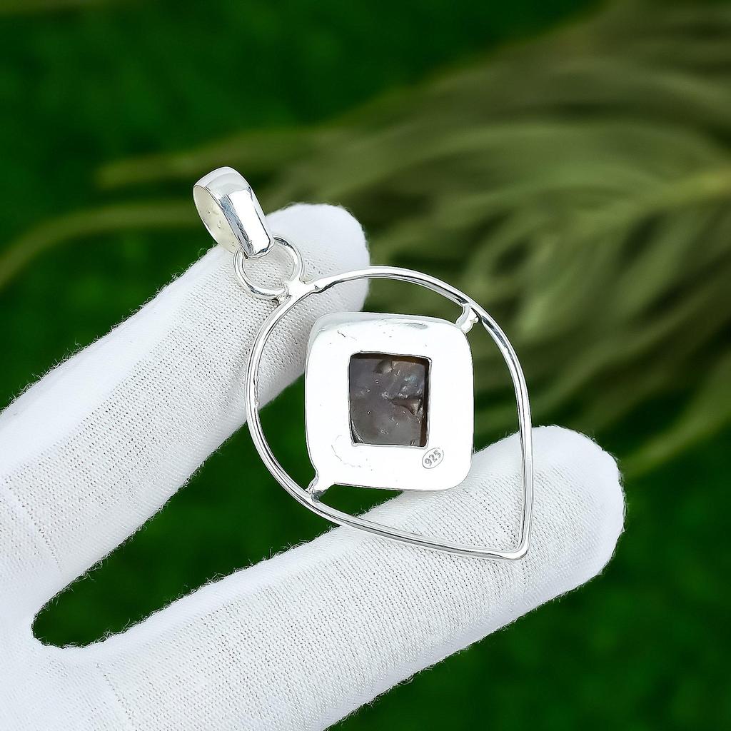 Natural Elestial Quartz Gemstone Pendant Brown 925 Sterling Silver Jewelry