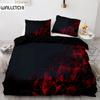 Red Glowing Polygonal Grid Pattern Bedding SetDuvet Cover Set With Pillowcase Quilt Cover Black Blanket Cover
