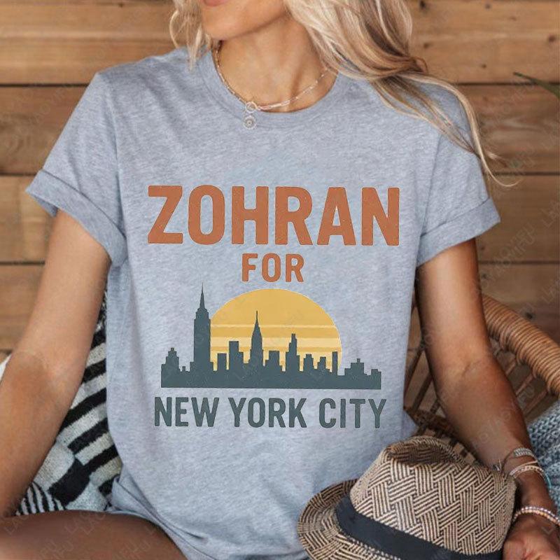 Zohran for New York City Shirt Fashion Vintage NYC Skyline Tees Comfort Cotton Shortsleeve Tshirt Zohran Mamdani Inspired Gift