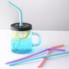 5 шт. многоразовых пищевых силиконовых трубочек с чистящей щеткой, набор для вечеринок, прямые изогнутые трубочки для питья