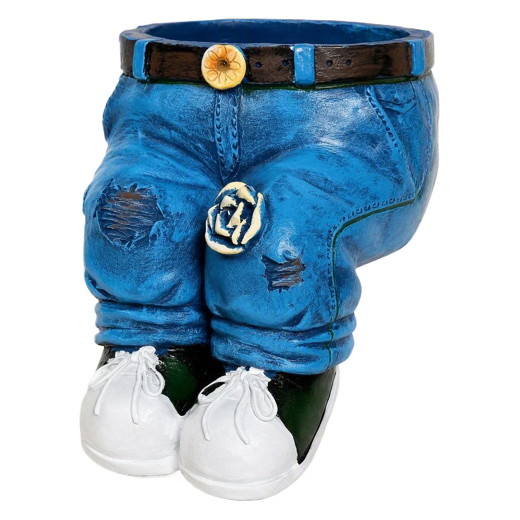 Resin Jeans Planter Pot Outdoor Garden Decor Sculpture Novelty Flower Pot 6.69x5.91x5.12in