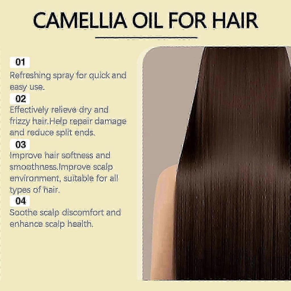 w Nourishing Hair Care Camellia Oil Spary, Herbal Extract Camellia Seed Oil Mist, Hair Care Oil Makes Hair Soft and Smooth, Moisturizing and Repai