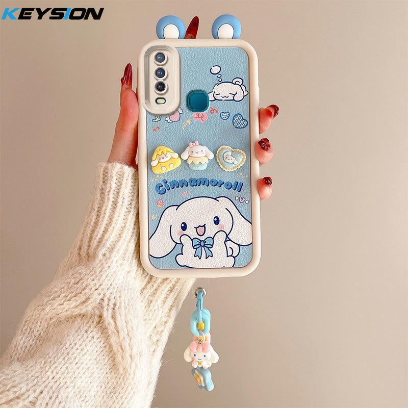 KEYSION Милый чехол с 3D-мультяшным изображением уха для VIVO Y17 Y15 Y12 с браслетом, мягкий силиконовый противоударный чехол для телефона VIVO Y11 2019
