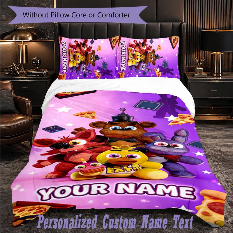 Personalized 3Pcs Bedding SetFive Nights at Freddy’s Custom Text Duvet Cover Pillowcase Set Bedroom Gift