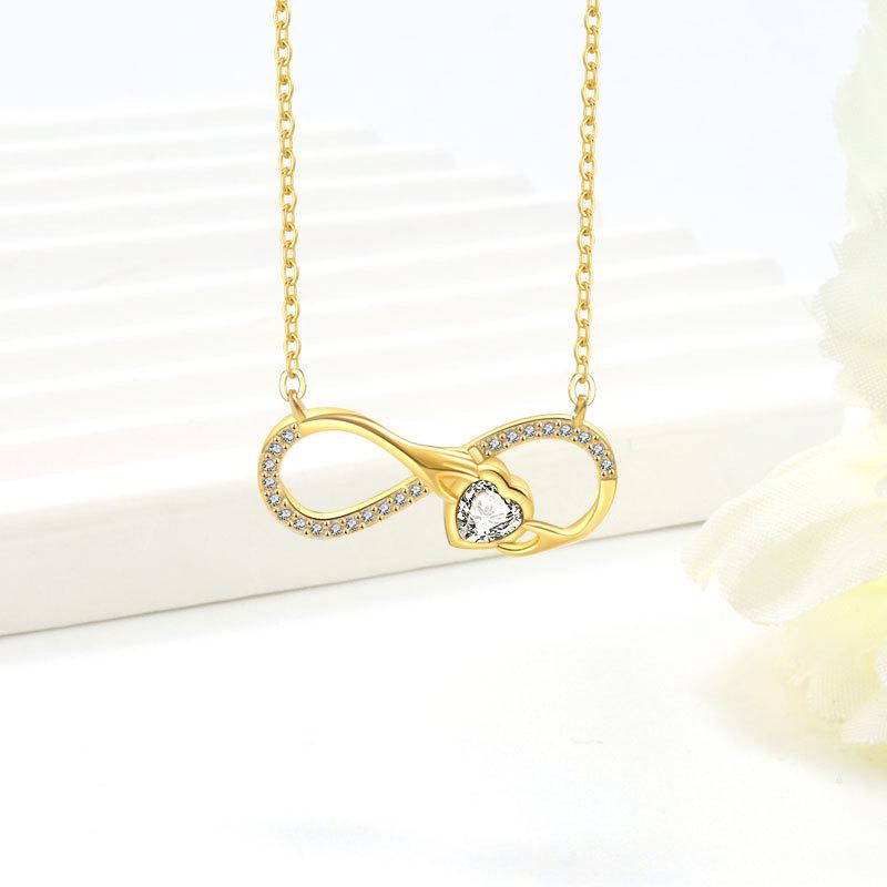 Mobius Strip Heart Necklace With Cubic Zirconia Diamonds Elegant Clavicle Chain For Women Fashion Simple Jewelry Gift