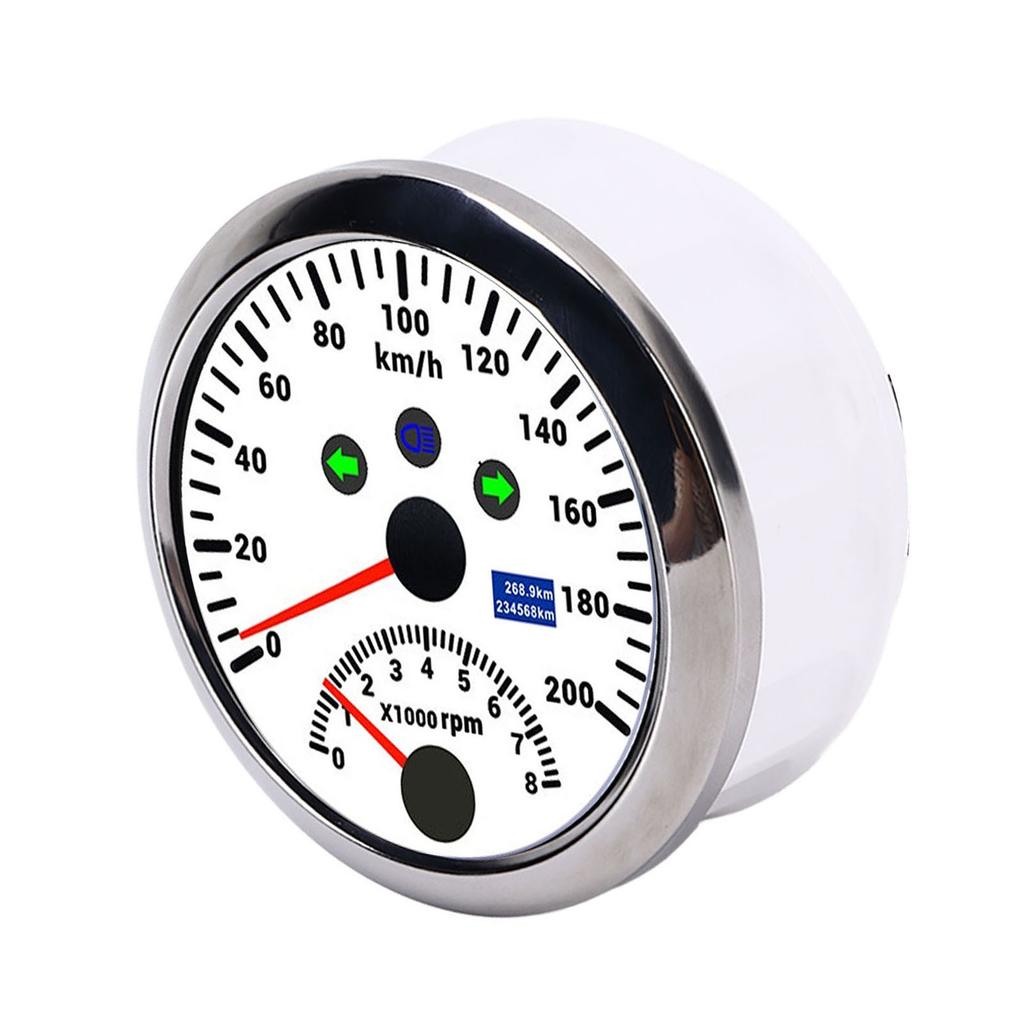 85mm 200km H GPS Speedometer 0‑8000rpm Tachometer Gauge LCD Red Backlight Waterproof for 12V 24V Car Boat Yacht RV