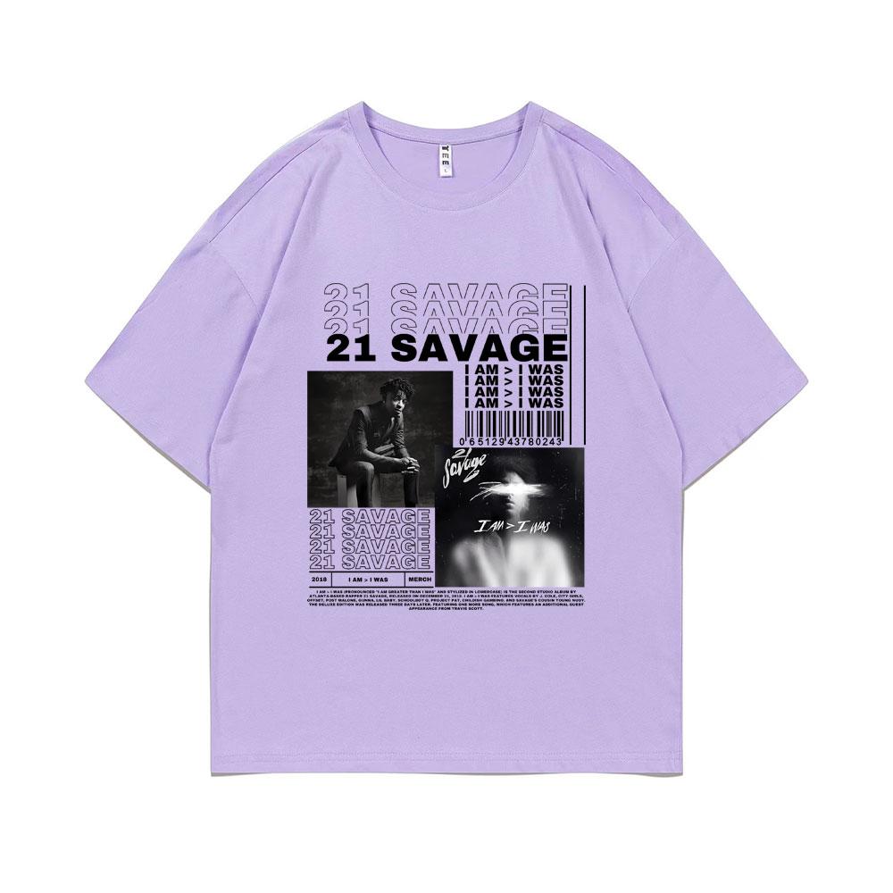 Rapper 21 Savage I Am I Was Music Album Graphic T-shirt Unisex Hip Hop T Shirts Male Vintage Casual Tshirt Unisex Fashion Streetwear