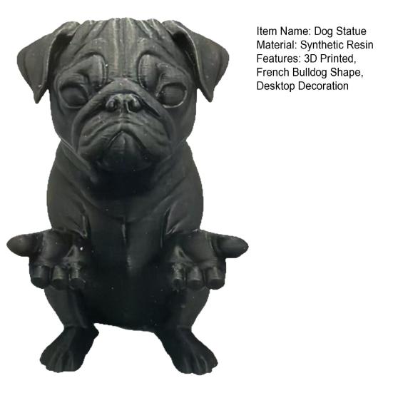 3D Printed French Bulldog Figurine, Modern Matte Black Dog Statue, Animal Desktop Decoration Ornament, Gift for Pet Lovers