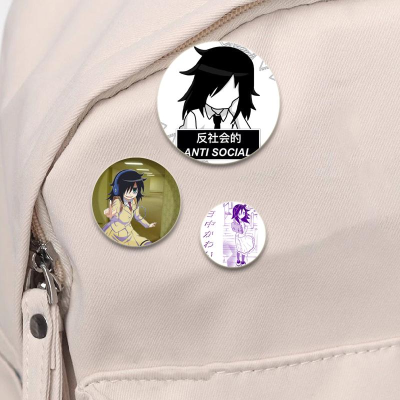 32/44/58MM Аниме Tomoko Kuroki Watamote Pins Милый мультяшный значок ручной работы Броши для нагрудника для рюкзака Одежда Подарки Аксессуар