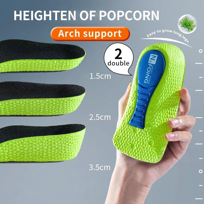 Стельки из пены с эффектом памяти, увеличивающие высоту, для мужчин и женщин, стельки для поддержки свода стопы, кроссовки, подушечки для обуви с подъемом каблука