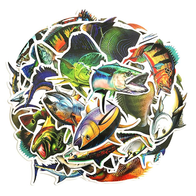 50 шт. наклеек для рыбалки на открытом воздухе для телефона, ноутбука, багажа, скейтборда