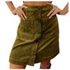 Women's Fashion Solid Color High Waist Corduroy Skirt Button Design Short Skirt