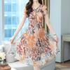 Short Sleeve Floral Summer Dress Vintage Chiffon Long Dress Women 2023 Loose Party Midi Dresses Elegant Bodycon Robe  23966