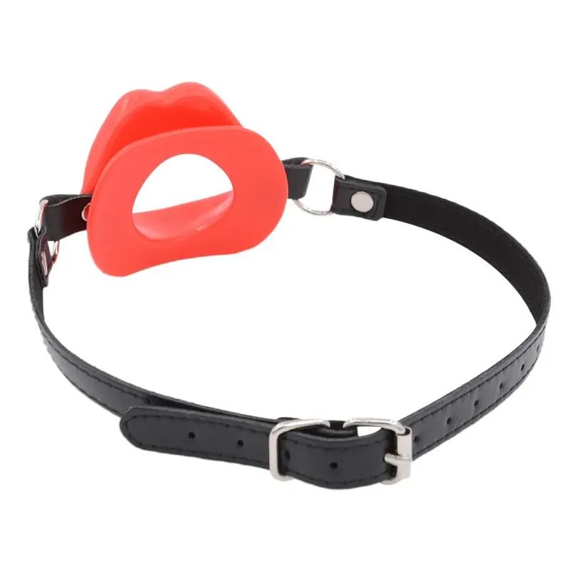 Discreet Silicone O Ring Mouth Gag, Lips Shape Open Mouth Restraint for BDSM Couples, Soft Bondage Adult Sex Toy