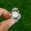 925 Silver Natural Rainbow Moonstone Statement Flower Adjustable Ring