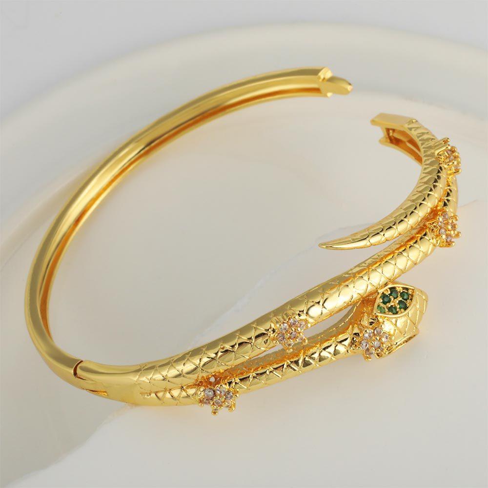 European and American Colored Zircon Exaggerated Snake-shaped Retro Bracelet for Women