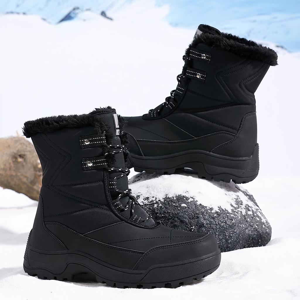 TUINANLE Женские зимние теплые сноубутсы, нескользящие, на подкладке из искусственного меха, ботильоны, обувь, удобные плюшевые ботинки до середины икры для женщин
