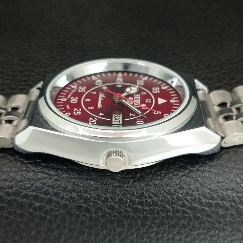 ВИНТАЖНЫЕ АВТОМАТИЧЕСКИЕ SEIKO 5 6309A ВОССТАНОВЛЕННЫЕ ЯПОНСКИЕ МУЖСКИЕ ЧАСЫ С КРАСНЫМ ЦИФЕРБЛАТОМ a444822-1