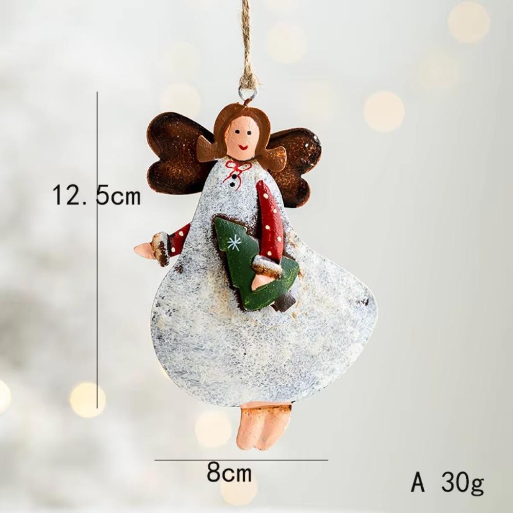 2023 Christmas Bells Iron Pendant Santa Claus Vintage Iron Painted Ornaments XMAS Home Decoration Christmas Tree Decoration