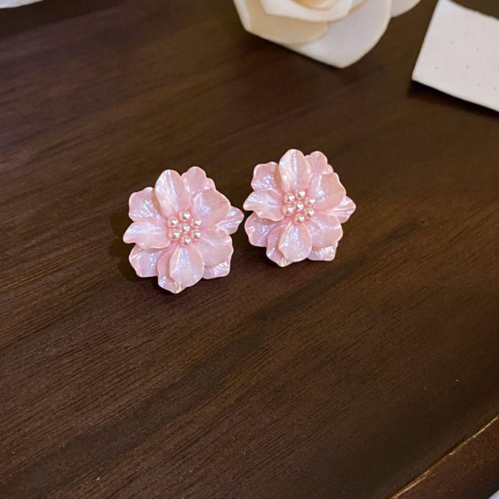 Pearl Flower Pearl Earrings Elegant Women Earrings Fashion Large Flower Earrings