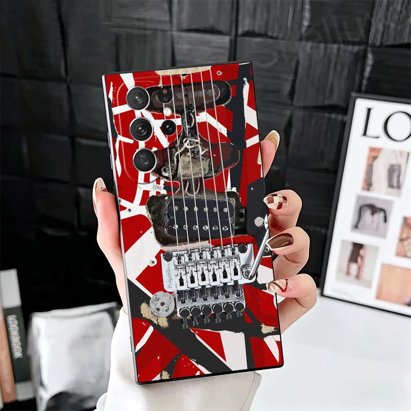 Eddie Van Halen Graphic Guitar Soft Phone Case for Samsung Galaxy S26 S25 Edge S24 Ultra S23 Plus S22 S21 FE S20 Black Cover Bac