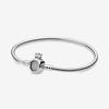 Sterling Silver Bracelet with O Crown Clasp 17 Cm